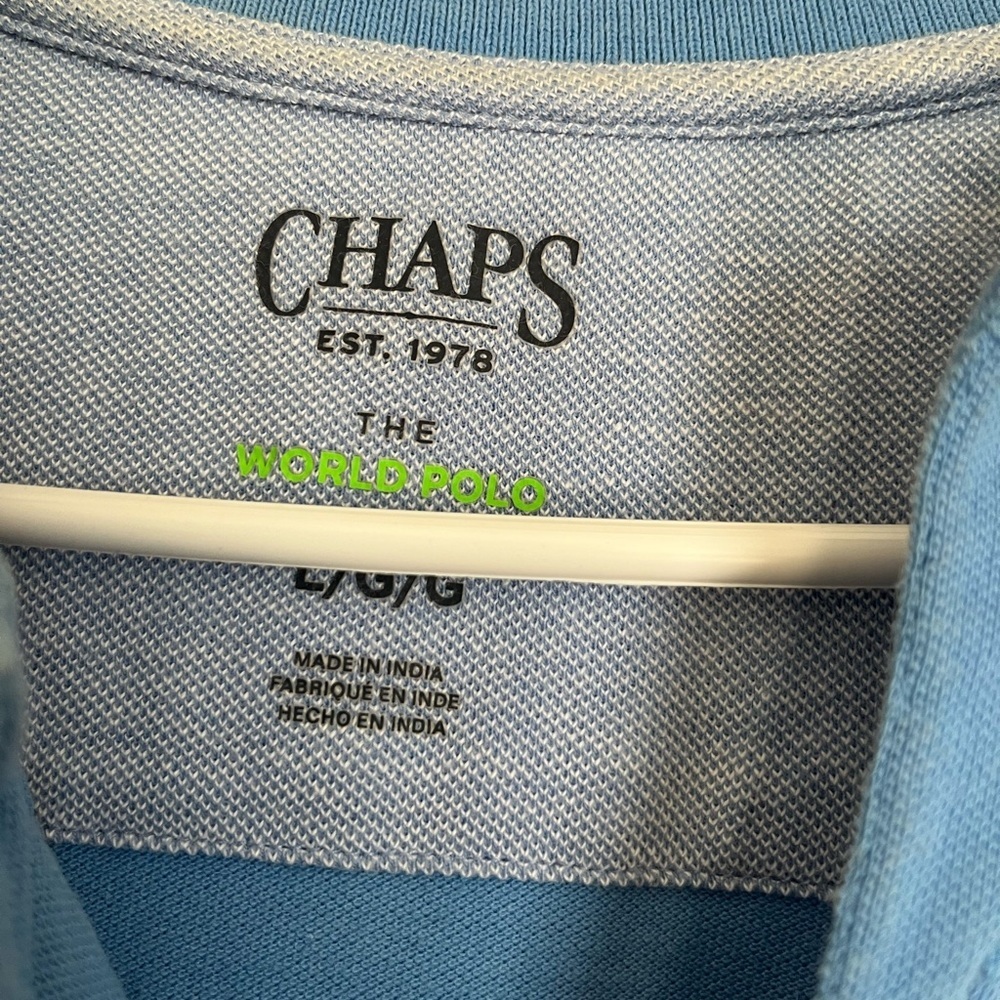 Men's Blue Polo Shirt Chaps Size Large Golf Shirt - Picture 7 of 13